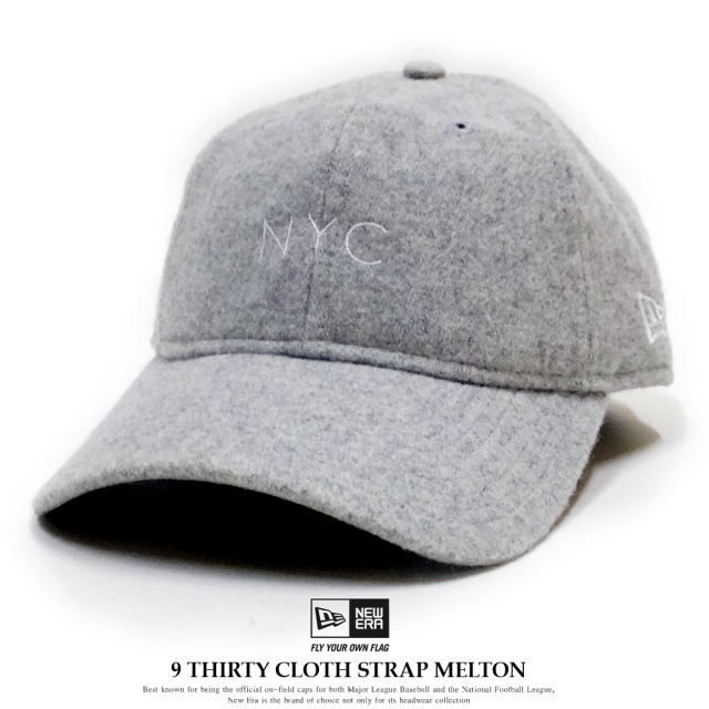 NEW ERA ニューエラ カーブバイザーキャップ 9THIRTY クロスストラップ メルトン NYC グレー×ホワイト 11781556