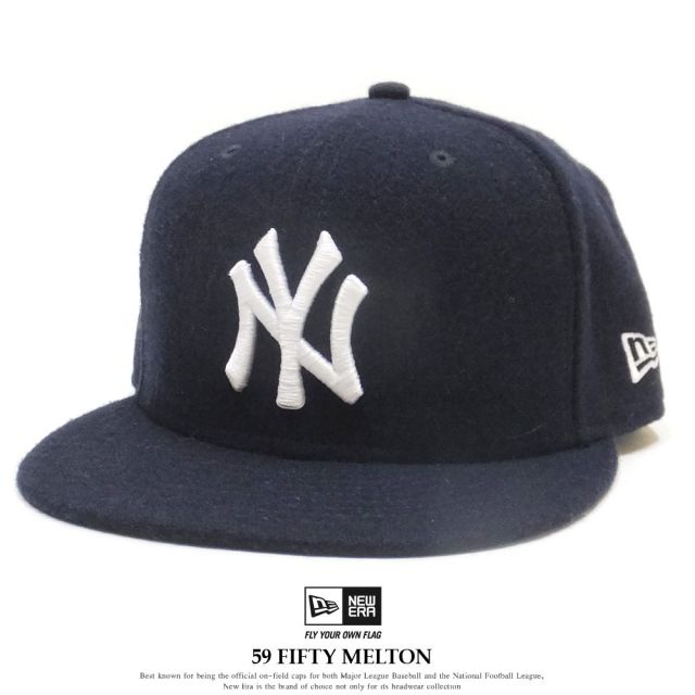 NEW ERA ニューエラ フラットバイザーキャップ 59FIFTY メルトン ニューヨーク・ヤンキース ネイビー×ホワイト 11781657