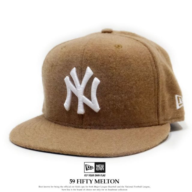 NEW ERA ニューエラ フラットバイザーキャップ 59FIFTY メルトン ニューヨーク・ヤンキース キャメル×ホワイト 11781659