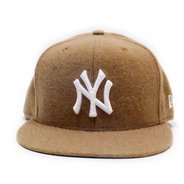 NEW ERA ニューエラ フラットバイザーキャップ 59FIFTY メルトン ニューヨーク・ヤンキース キャメル×ホワイト 11781659