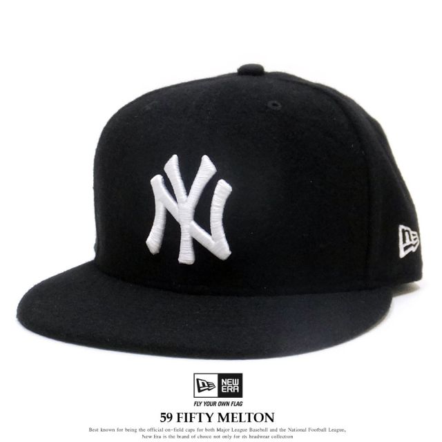 NEW ERA ニューエラ フラットバイザーキャップ 59FIFTY メルトン ニューヨーク・ヤンキース ブラック×ホワイト 11781660