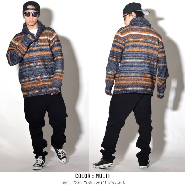 SCHOTT ショット ニットカーディガン MULTI STRIPE CARDIGAN SW1826
