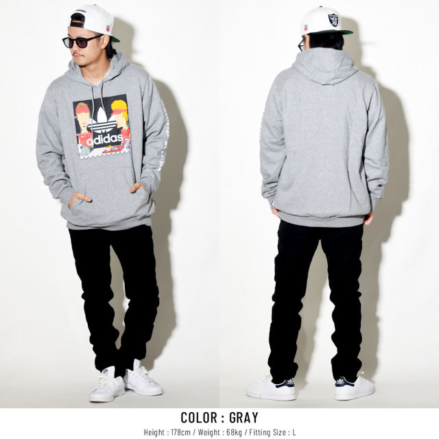 adidas Skateboarding アディダス スケートボーディング スウェットプルオーバーパーカー BEAVIS & BUTTHEAD HOODIE DU2859