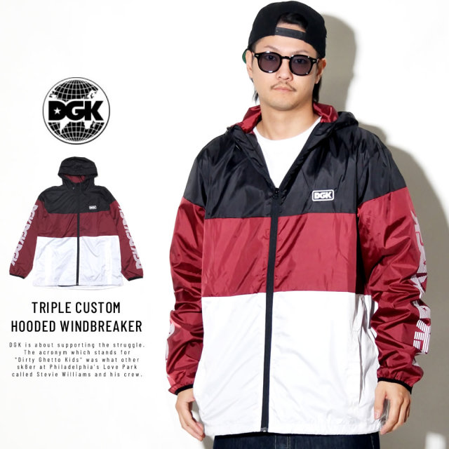 DGK ディージーケー ウィンドブレーカー TRIPLE CUSTOM HOODED WINDBREAKER BURGUNDY CJL-1002