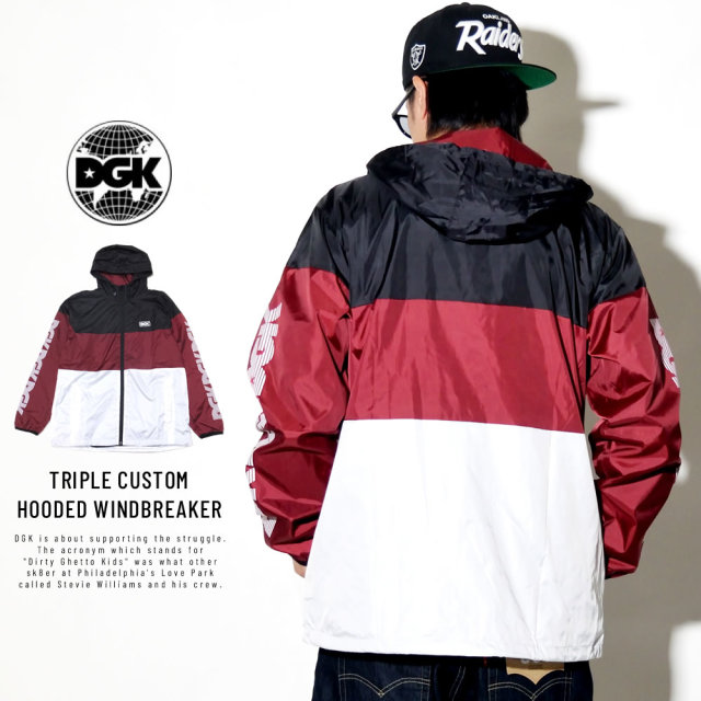 DGK ディージーケー ウィンドブレーカー TRIPLE CUSTOM HOODED WINDBREAKER BURGUNDY CJL-1002