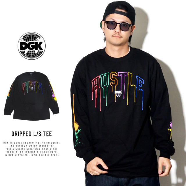 DGK ディージーケー 長袖Tシャツ DRIPPED L/S TEE BLACK PTL-1015