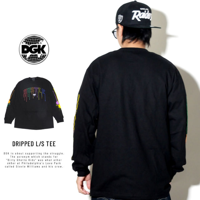 DGK ディージーケー 長袖Tシャツ DRIPPED L/S TEE BLACK PTL-1015