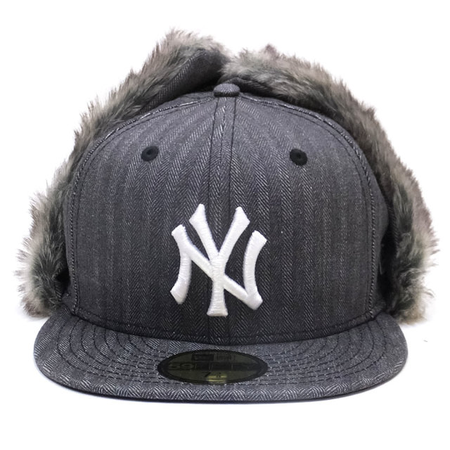 NEW ERA ニューエラ フラットバイザーキャップ 59FIFTY ドッグイヤー ニューヨーク・ヤンキース ヘリンボーンデニム ブラック×ホワイト 11855438