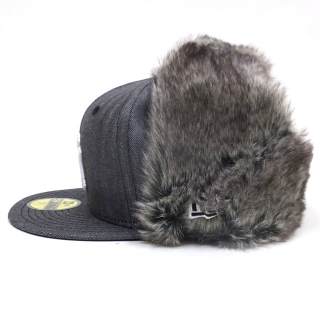 NEW ERA ニューエラ フラットバイザーキャップ 59FIFTY ドッグイヤー ニューヨーク・ヤンキース ヘリンボーンデニム ブラック×ホワイト 11855438