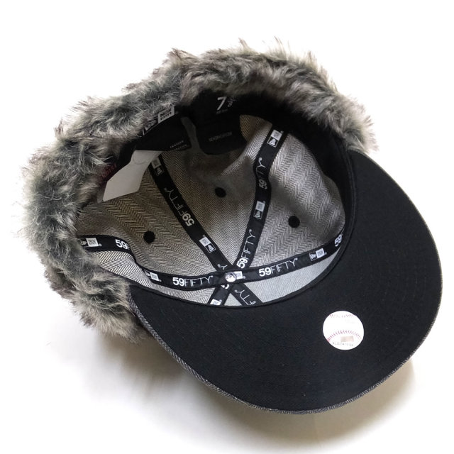 NEW ERA ニューエラ フラットバイザーキャップ 59FIFTY ドッグイヤー ニューヨーク・ヤンキース ヘリンボーンデニム ブラック×ホワイト 11855438