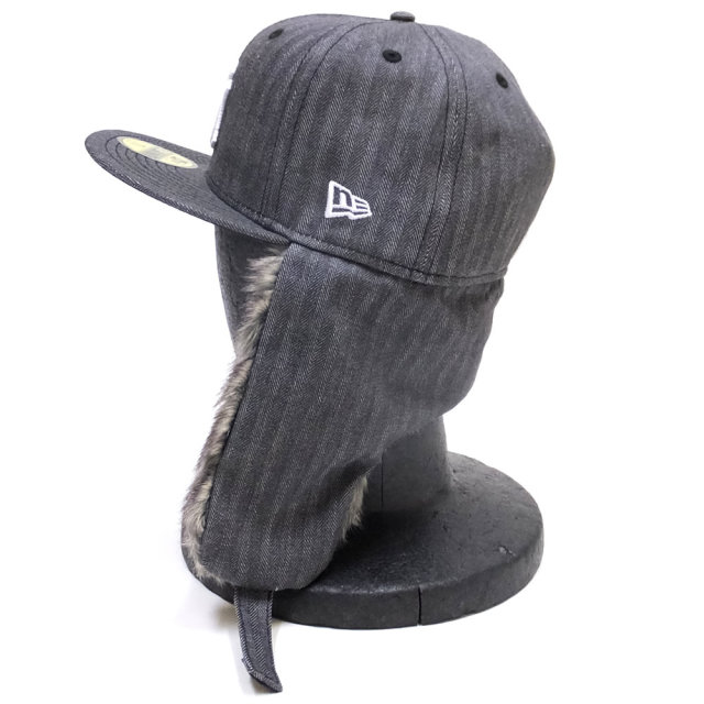 NEW ERA ニューエラ フラットバイザーキャップ 59FIFTY ドッグイヤー ニューヨーク・ヤンキース ヘリンボーンデニム ブラック×ホワイト 11855438