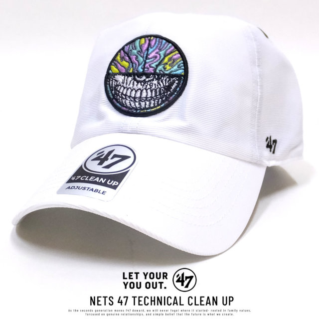 47BRAND フォーティーセブンブランド カーブバイザーキャップ NETS 47 TECHNICAL CLEAN UP KX-EGSHC01RTV-WH