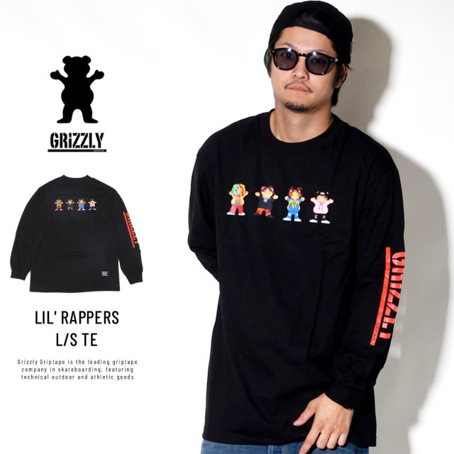 Grizzly Griptape グリズリーグリップテープ 長袖Tシャツ LIL' RAPPERS L/S TEE ブラック SMB1802P06