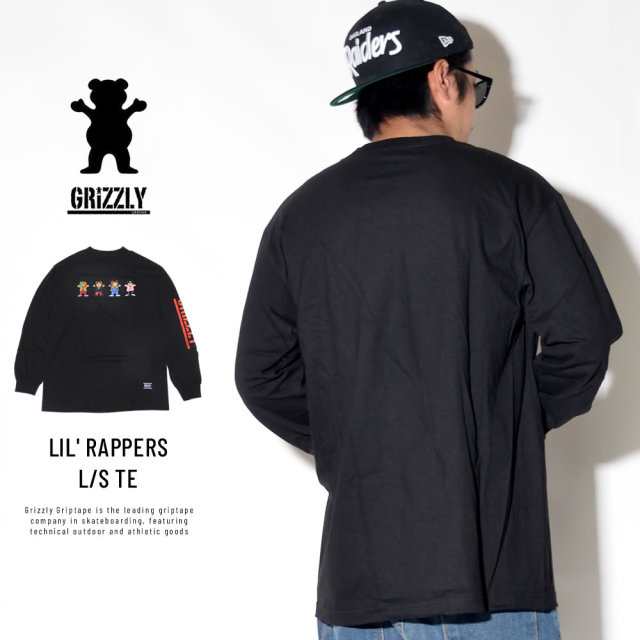 Grizzly Griptape グリズリーグリップテープ 長袖Tシャツ LIL' RAPPERS L/S TEE ブラック SMB1802P06