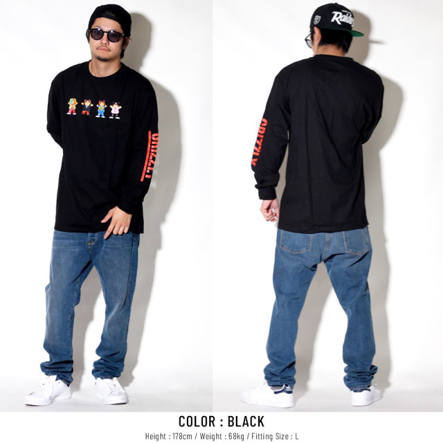 Grizzly Griptape グリズリーグリップテープ 長袖Tシャツ LIL' RAPPERS L/S TEE ブラック SMB1802P06