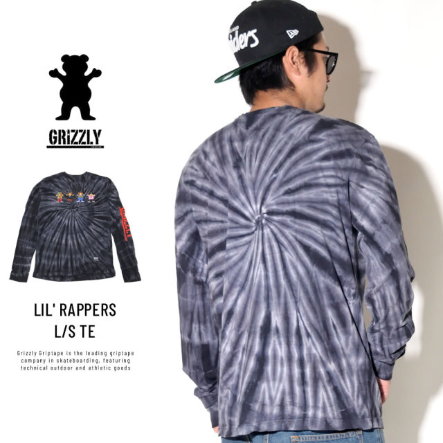 Grizzly Griptape グリズリーグリップテープ 長袖Tシャツ LIL' RAPPERS L/S TEE ブラックタイダイ SMB1802P06
