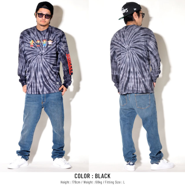 Grizzly Griptape グリズリーグリップテープ 長袖Tシャツ LIL' RAPPERS L/S TEE ブラックタイダイ SMB1802P06