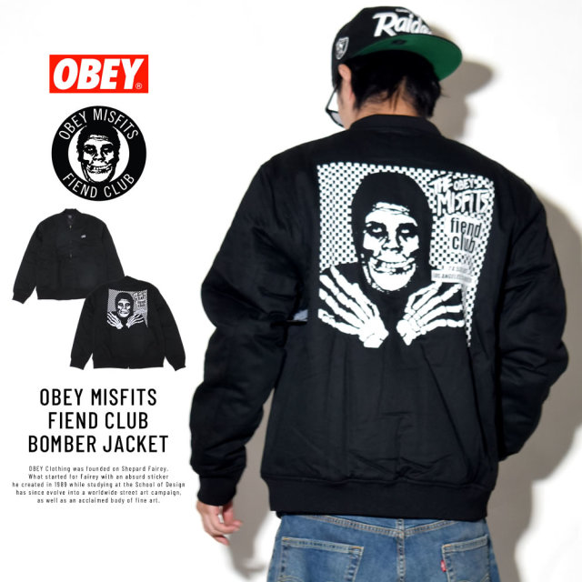 OBEY オベイ コラボ ミリタリージャケット OBEY MISFITS FIEND CLUB BOMBER JACKET 121372055