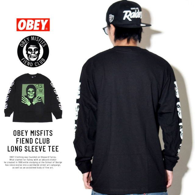 OBEY オベイ コラボ 長袖Tシャツ OBEY MISFITS FIEND CLUB LONG SLEEVE TEE 164902055