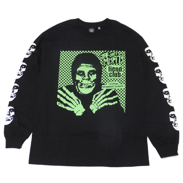 OBEY オベイ コラボ 長袖Tシャツ OBEY MISFITS FIEND CLUB LONG SLEEVE TEE 164902055