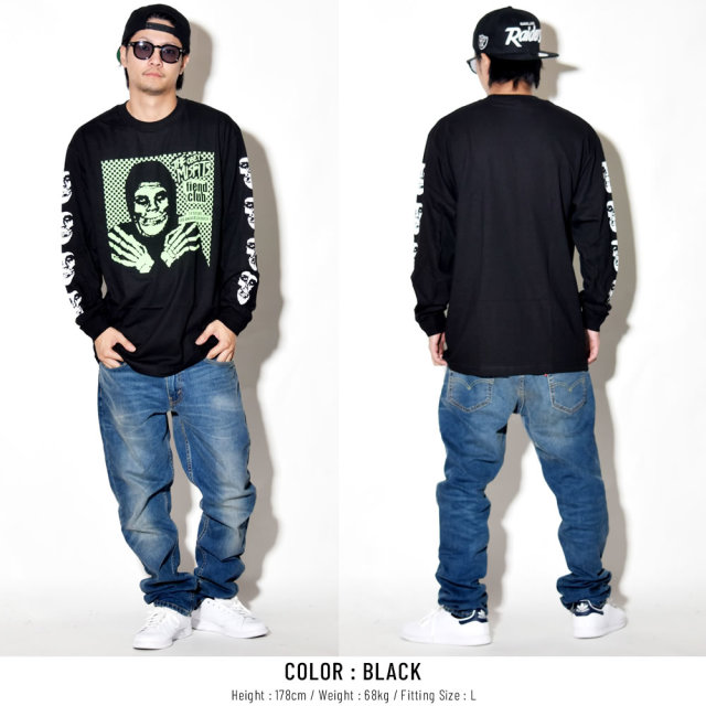 OBEY オベイ コラボ 長袖Tシャツ OBEY MISFITS FIEND CLUB LONG SLEEVE TEE 164902055
