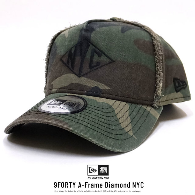 NEW ERA ニューエラ カーブバイザーキャップ 9FORTY Aフレーム ダイヤモンドNYC ウッドランドカモ×ブラック 11876731