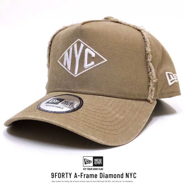 NEW ERA ニューエラ カーブバイザーキャップ 9FORTY Aフレーム ダイヤモンドNYC カーキ×ホワイト 11876732