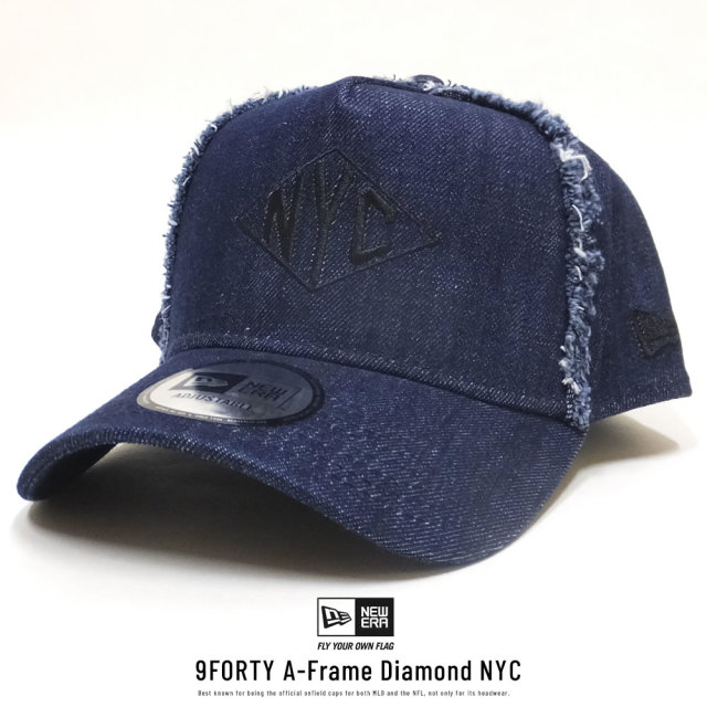 NEW ERA ニューエラ カーブバイザーキャップ 9FORTY Aフレーム ダイヤモンドNYC インディゴデニム×ブラック 11876733