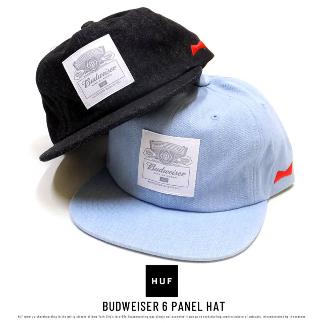 HUF ハフ フラットバイザーキャップ BUDWEISER 6 PANEL HAT HT00368