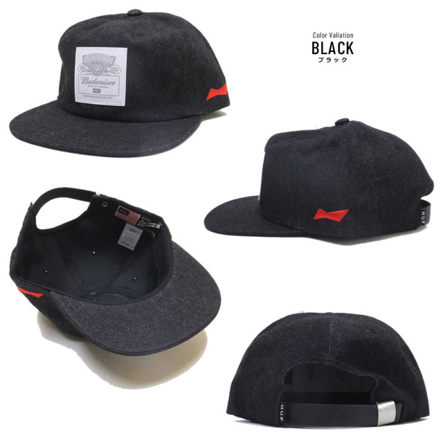 HUF ハフ フラットバイザーキャップ BUDWEISER 6 PANEL HAT HT00368