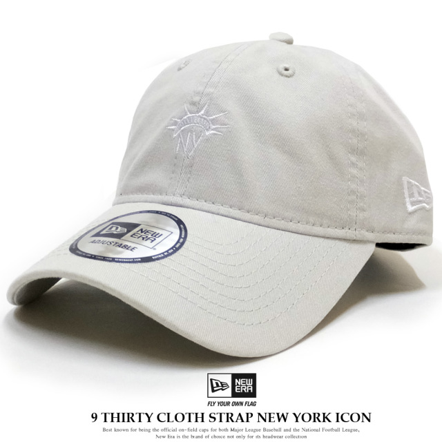 NEW ERA ニューエラ カーブバイザーキャップ 9THIRTY クロスストラップ ミニNYリバティーヘッド ストーン×ホワイト 11914528