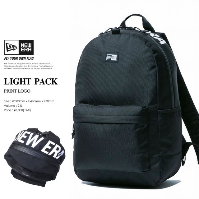 NEW ERA ニューエラ ライトパック LIGHT PACK プリントロゴ ブラック×ホワイト (11556638)