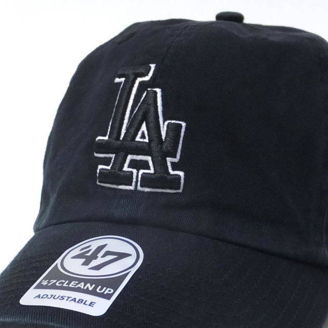 47BRAND フォーティーセブンブランド カーブバイザーキャップ メンズ 帽子 DODGERS BLACK AND WHITE 47 CLEAN UP (B-RGW12GWS-BKE)