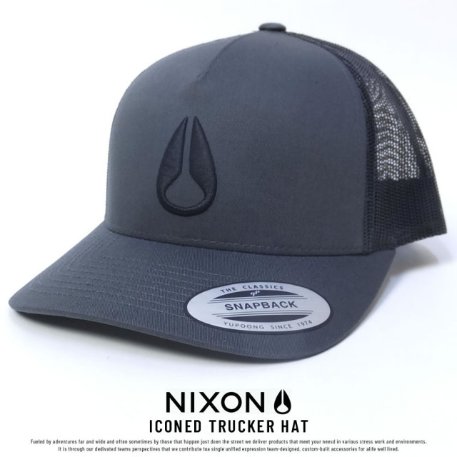 NIXON ニクソン メッシュキャップ ICONED TRUCKER HAT CHARCOAL/BLACK (C1862670)