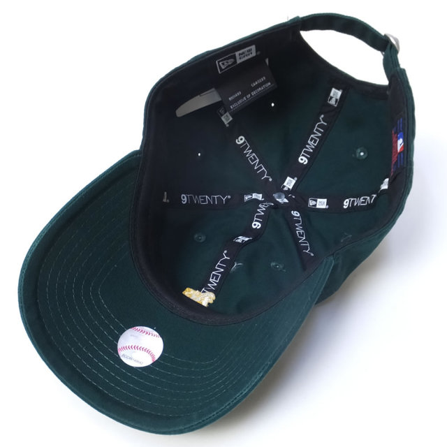 NEW ERA ニューエラ カーブバイザーキャップ 9TWENTY クロスストラップ オークランド・アスレチックス ダークグリーン (11775157)