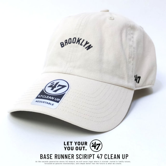 47BRAND フォーティーセブンブランド カーブバイザーキャップ BROOKLYN DODGERS BASE RUNNER SCIRIPT 47 CLEAN UP (BCDTN-BSRNS12GWS-NT00)