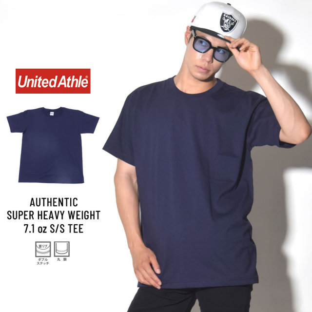 UNITED ATHLE ユナイテッドアスレ 半袖Tシャツ AUTHENTIC SUPER HEAVY WEIGHT 7.1OZ S/S TEE ネイビー (4252-01)