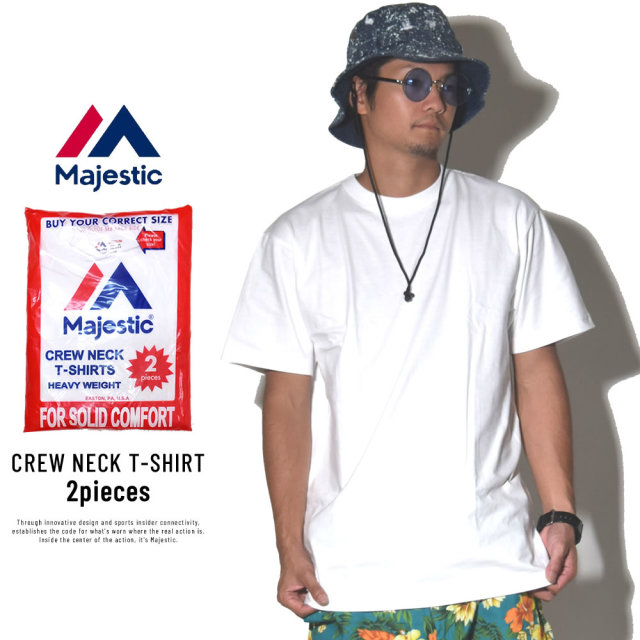 MAJESTIC マジェスティック 半袖Tシャツ パックT 2枚セット 2PAC PLAIN TEE ホワイト (CM07-MC-S001-WH)