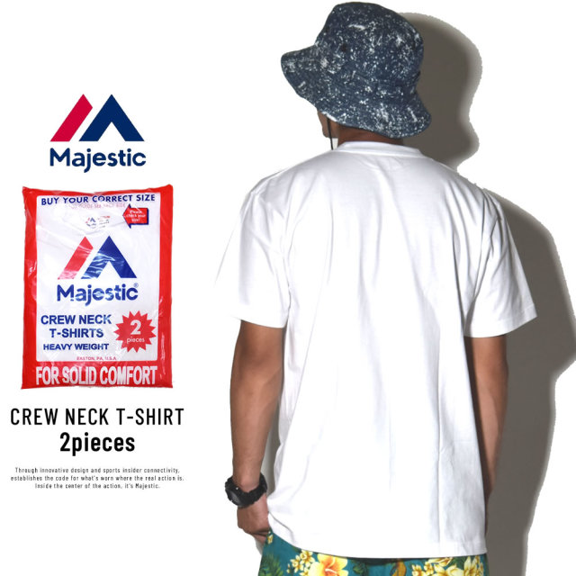 MAJESTIC マジェスティック 半袖Tシャツ パックT 2枚セット 2PAC PLAIN TEE ホワイト (CM07-MC-S001-WH)