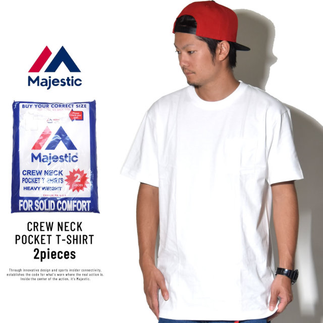 MAJESTIC マジェスティック 半袖ポケットTシャツ パックT 2枚セット 2PAC POCKET TEE ホワイト (CM07-MC-S002-WH)