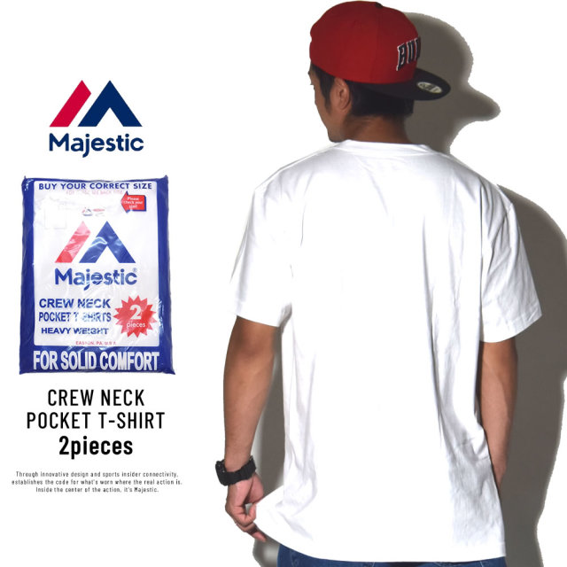 MAJESTIC マジェスティック 半袖ポケットTシャツ パックT 2枚セット 2PAC POCKET TEE ホワイト (CM07-MC-S002-WH)