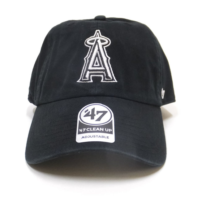 47BRAND フォーティーセブンブランド カーブバイザーキャップ ロサンゼルス・エンゼルス ANGELS 47 CLAEN UP ブラック/ホワイト (B-RGW04GWSNL-BKA)