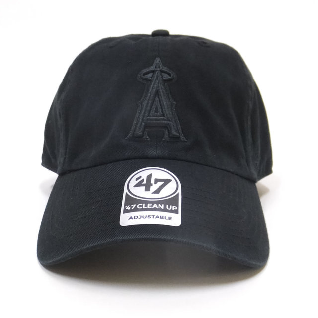 47BRAND フォーティーセブンブランド カーブバイザーキャップ ロサンゼルス・エンゼルス ANGELS 47 CLAEN UP ブラック/ブラック (B-RGW04GWSNL-BKB)