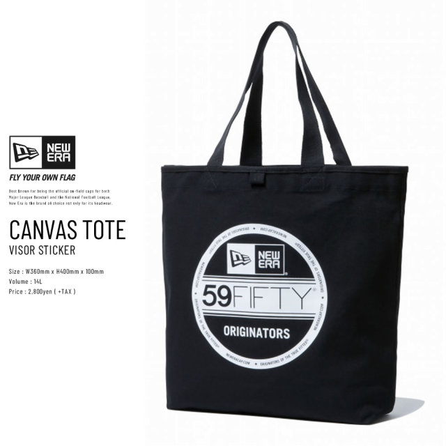 NEW ERA ニューエラ キャンバストート CANVAS TOTE バイザーステッカー ブラック×ホワイト (11783330)