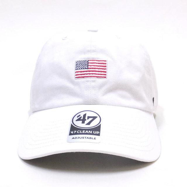 47BRAND フォーティーセブンブランド カーブバイザーキャップ USA FLAG BASE RUNNER 47 CLEAN UP XS-BSRNR198GWS-WH