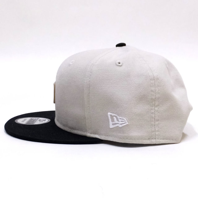 NEW ERA ニューエラ フラットバイザーキャップ 9FIFTY ヘビーウォッシュド ダックキャンバス レザーパッチ ストーン ブラックバイザー 11899179
