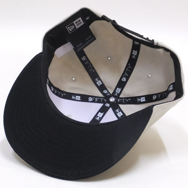 NEW ERA ニューエラ フラットバイザーキャップ 9FIFTY ヘビーウォッシュド ダックキャンバス レザーパッチ ストーン ブラックバイザー 11899179
