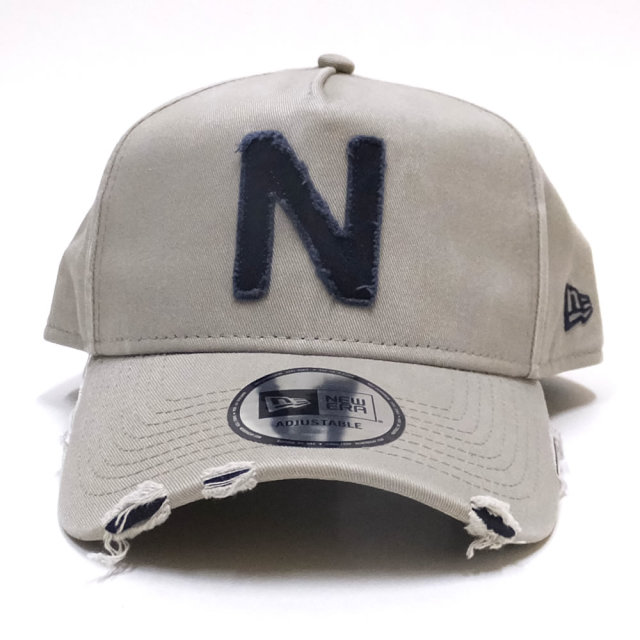 NEW ERA ニューエラ カーブバイザーキャップ 9FORTY A-Frame ダメージド N ペブル×ネイビー 11899224