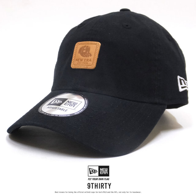 NEW ERA ニューエラ カーブバイザーキャップ 9THIRTY ヘビーウォッシュド ダックキャンバス レザーパッチ ブラック 11899272