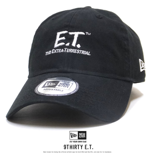 NEW ERA ニューエラ カーブバイザーキャップ 9THIRTY クロスストラップ E.T. イーティー ロゴ ブラック × ホワイト 11909205